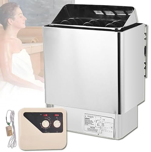 Riscaldatori Elettrici per Sauna Da 3 Kw-9 Kw Con/Regolatore Esterno, Stufa Elettrica per Sauna in Acciaio Inossidabile, Timer: 0-180 Min/Temperatura: 0-110 ℃,9.0KW