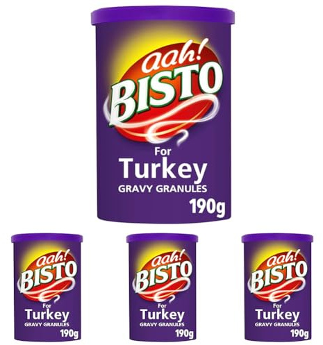 Bisto Flavoursome & Delicious Turkey Gravy Granules, Perfect for Christmas Dinners, 190g (Pack of 4)