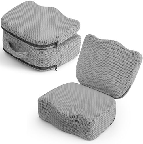 Yerliker 1 x faltbarer Whirlpool-Sitzerhöhung, aufblasbar, verstellbar, 2 Höhen, extra dick, Whirlpool-Kissen, Badesitz mit Rückenstützkissen, waschbar für Spa, Badewanne, drinnen und draußen (grau)