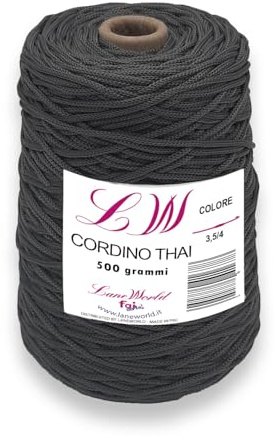 Cordino Thai LaneWorld 500g, Per Borse, Fa da te, Filato per Uncinetto, Fonfezione da 1-3 - 5 Pz. Più Acquisti, Meno Spendi! Approfittane ora! (1, CT77)