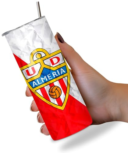 KaTunn - Botella Térmica Acero Inoxidable Personalizada con Pajita - Diseño Fútbol LaLiga - 600ml - Para Niños y Adultos (Almería)