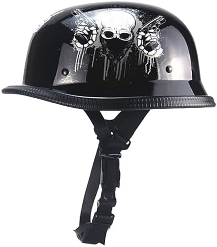 Vintage Caschi Jet, Retrò Estivo Mezzo Casco Moto Con Fibbia A Sgancio Rapido Regolabile, Casco A Scodella Leggero Per Donna E Uomo Adulto, DOT/ECE Omologato Casco Moto Jet 8,XL=61-62CM