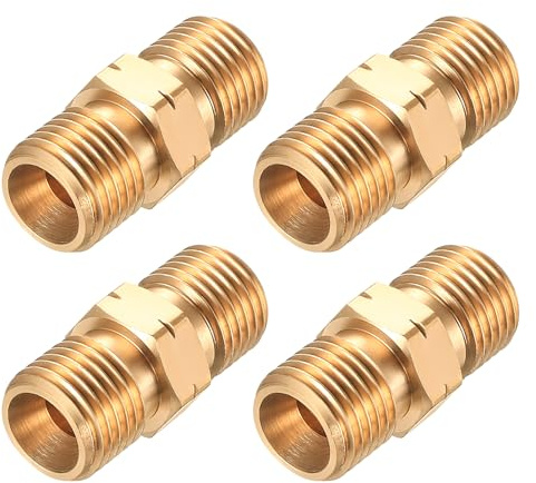4 conectores de manguera de gas, doble boquilla de 1/4 pulgadas, rosca exterior de latón, manguera de gas, acoplamiento rápido, adaptador de manguera de gas, conector de manguera de gas de 1/4