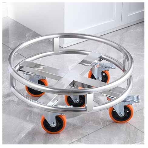 WIGING Carrito para Ollas De Acero Inoxidable De Alta Resistencia con 5 Ruedas Comercial para Restaurantes Cocinas Bares Hoteles Garaje Capacidad De Carga: 300kg/661.38lb(Diameter: 67cm/26.37in)