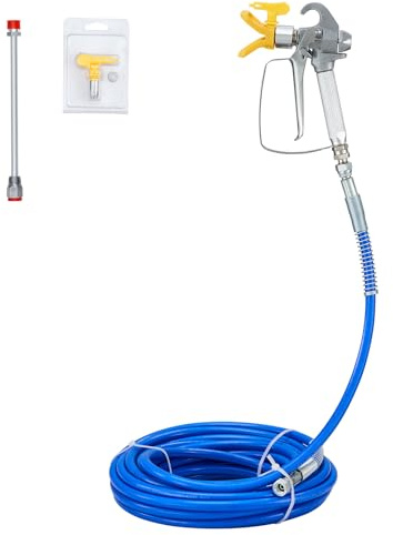 VEVOR Airless Paint Spray Hose Kit, 50ft, 3600 psi High Pressure Fiber Tube with 8 inch Extension Rod Pole, 517 Tip and Tip Guard, 1/4 inch Swivel Joint, for Homes, Buildings, Decks, or Fences
