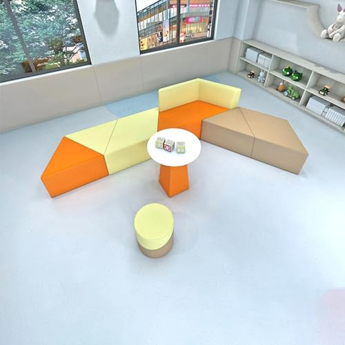 Modulärt soffset, oregelbunden form, slitstarkt läder, lätt att kombinera för vardagsrum, kontor, lounge, gym, vila (8 delar)