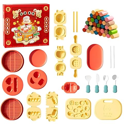 Vhjlfig Knet-Set – Küchenspiele, chinesisches Thema, kreatives Aktivitätsset, Lebensmittelspielzeug | Geschenk für Party, Geburtstag, Schule, Freizeitaktivitäten