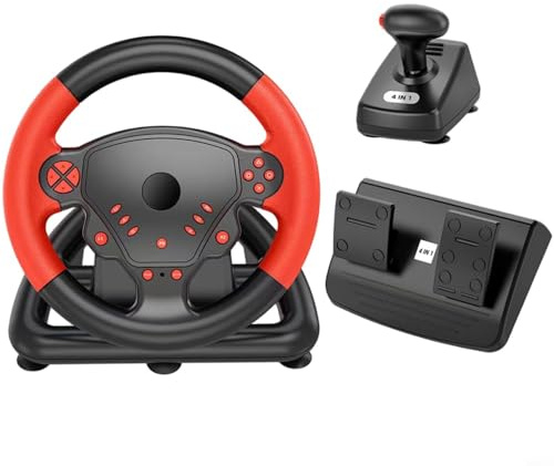 TONIXY Driving Force Rennrad-Set mit Pedalen und Schalthebel für PS4, PC, Android, Smart TV, iOS-Geräte, 27 x 29 x 28 cm (rot)