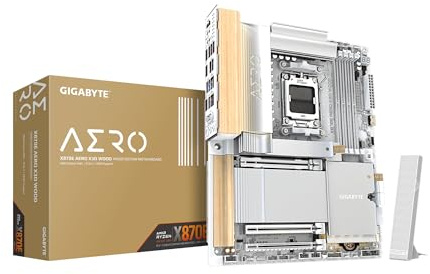 GIGABYTE X870E AERO X3D Wood AMD AM5, ATX, Supports AMD Ryzen 9000/8000/7000 Series Processors, DDR5, 16+2+2 Total Power Phase, 4X M.2, PCIe 5.0, USB4 Type-C, WIFI7, Dual 5 GbE LAN, 5 Year Warranty