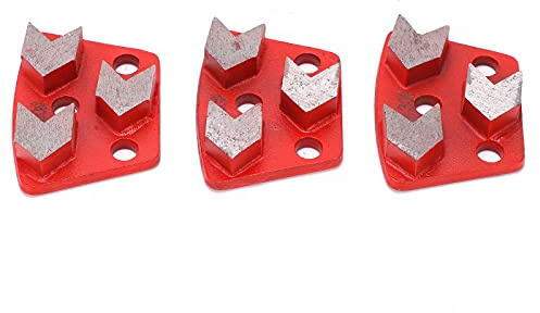 Trapez‑Diamantschleifschuhe 30 Grit, 3 Pfeil‑Segmente Metallbindung Betonboden‑Schleifblöcke für die Oberflächenvorbereitung, 3 Stück Rot