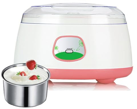 Yogurtiera Automatica, Macchina per Lo Yogurt con Contenitore Interno in Acciaio Inossidabile da 1,2 Litri, Facile da Usare, Ideale per L'uso Domestico(Pink)