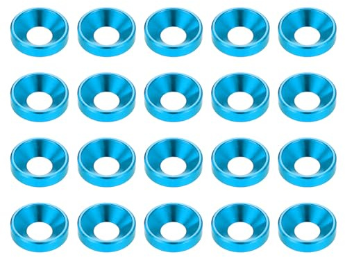 QUARKZMAN 20 Piezas Arandelas Avellanadas M6 De Aleación Color Azul Cielo | De Aluminio Anodizado, Arandelas De Acabado, Para Piezas De Accesorios Mecánicos