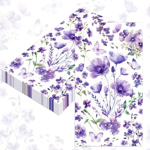 40 unidades de servilletas lila con diseño floral para fiestas de té bodas con tema de mariposas fiestas de novias