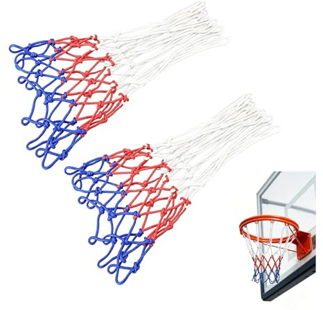 2Stück Basketballnetz Outdoor Wetterfest Profi Basketball Netz für Standard | 12 Schlaufen Wetterfest Basketballkorb Netz Ersatz Dauerhaft Polyester Basketball Netz für Basketballkorb Innen Außen