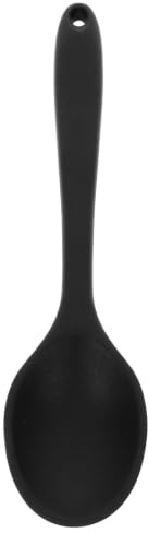COMPUKAS Cucchiaio da Cucina per Mescolare e Cucinare Nero Manico Ergonomico in Silicone e Presa Confortevole in Modo Professionale