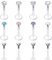 LAURITAMI 12stk Lippenpiercing Labret Stecker Bioflex 8mm 16G Medusa Monroe Flexibel Kunststoff Retainer Piercing Lippe