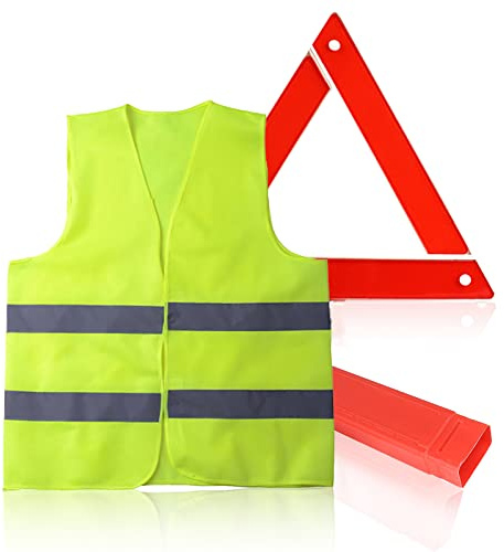 Houdao Plegable Triangulos Coche Homologados con Chaleco Reflectante Homologados Chaleco Reflectante Moto Triangulos Coche para Emergencias y Averías