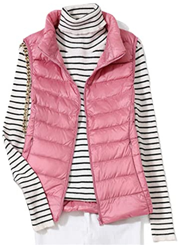 Ultra-Light Down Vest Women's Short Vest Windproof Light Thin Warm Vest Women's Sleeveless White Duck Down Jacket Pink M