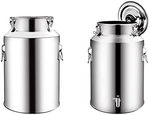 201 Stainless Steel Airtight Milk Can Churn Transport Bucket Wine Pail Dairy Pot Tea Canister Barrel Water Tote Jug With Silicone Sealed Lid Heavy Duty/,With Tap,9L,Improve55