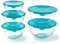 Pyrex - Lot de 5 Bols/Saladiers avec Couvercles - 1x0,5L + 2x1L + 2x2L - Verre Borosilicate - Extrême Résistance - Compatible Lave-Vaisselle - Made in France