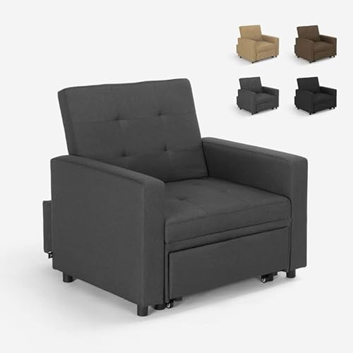 Produce Shop Poltrona Letto Singolo con braccioli Design Moderno salvaspazio Brooke - Grigio