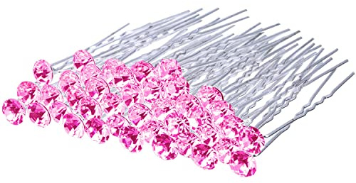KINDOYO Strass Haarspangen - Braut Hochzeit Haarknoten Pins U-förmige Haarnadeln Haarstyling Clip für Frauen Mädchen Bräute - Rosa (30PCS)