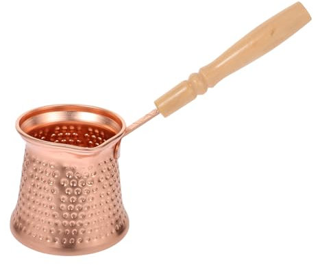 IMIKEYA Cafetière Turque Cafetière Grecque Arabe Cezve En Cuivre Martelé Avec Manche En Bois Pour De La Maison 350Ml