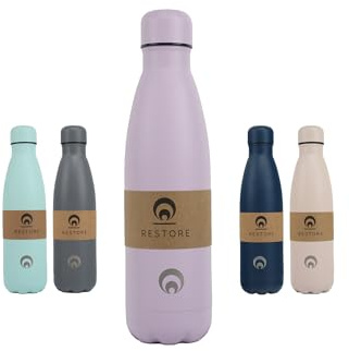 Restore Stainless Steel Water Bottle, Roam Reusable Leakproof Flask, Vacuum Insulated Multi Colour Selection Metal Travel Bottle for Hot/Cold Beverages (Lilac, 500ml)