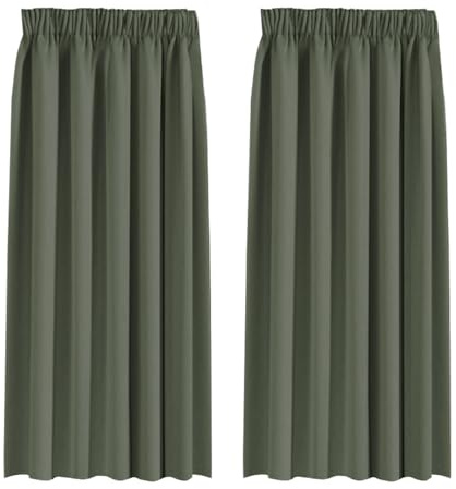BellaHills Blackout Curtains Pencil Pleat Bedroom Curtain Panel for Privacy Protected Thermal Insulated Window Treatment for Living Room 2 Panels, 46 x 54 Inch, Bronze Green