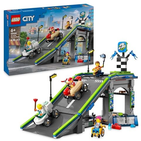 LEGO City No Limits: Race Car Ramp Track Set - Building Toys for 6+ Year Old Boys & Girls - Buildable Ramp for Racing with 2 Soapbox Cars & 4 Minifigures - Fun Birthday Gift Idea - 60460