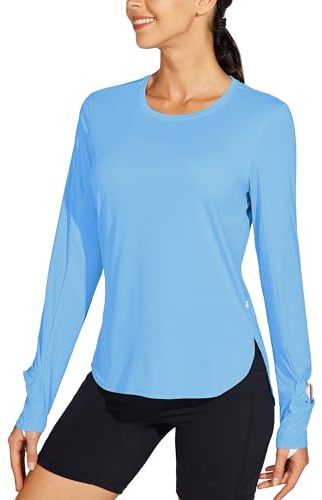 WILLIT Maglietta sportiva da donna, UPF 50, a maniche lunghe, da trekking, leggera, ad asciugatura rapida, protezione UV per attività all'aperto, yoga, rashguard, Blu scuro, XL