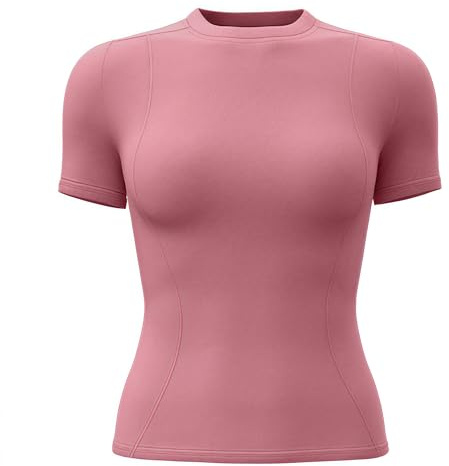ATRACTIVOLL Camiseta Deportiva de Manga Corta para Mujer, Camisetas de Yoga para Correr, Camiseta Elástica Corta