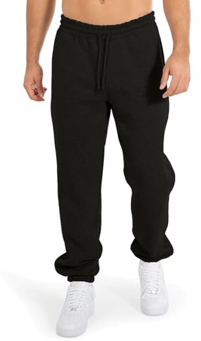 NetSetUK Joggers for Men UK Tracksuit Jogging Bottoms Men’s Fleece Joggers Close-Hem Sweatpants with Zipper Pockets Drawstring Trousers Gym Workout Black
