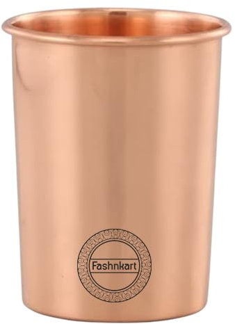 Fashnkart Pure Copper Glasses Drinking Water Ayurvedic Health Pure Tumblers Copper Cups 10.14 Oz 300 Ml (Plain)