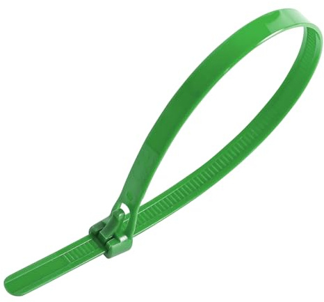 LEDSone Pack of 100, Green Cable Ties, 450mm x 7.2mm Adjustable Nylon Zip Ties, 18 Multi-Purpose Releasable Plastic Tie Wraps, Secure Reusable for Tidy Wires Home Workshop and Garden