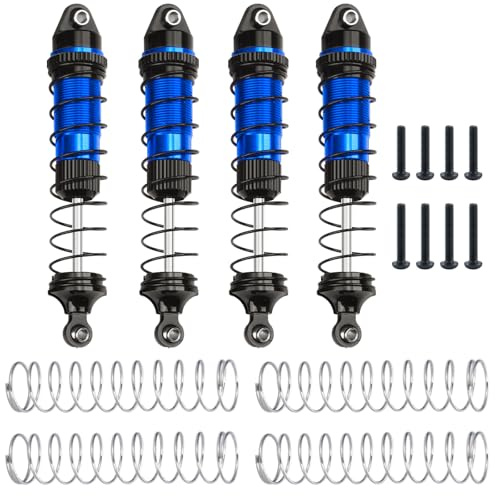 AXspeed 4 Stück Aluminium-Stoßdämpfer-Kits, RC-Stoßdämpfer für LOSI 1/18 Mini LMT 4WD RC Auto (Schwarz & Blau)