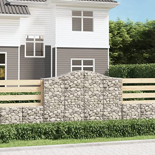WKIEQACO Home & Garden,Furniture-Arched Gabion Baskets 7 pcs 200x50x140/160 cm Galvanised Iron