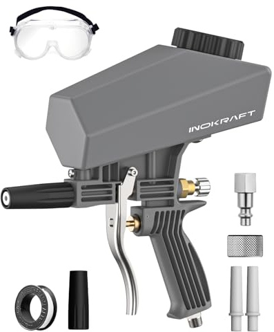 InoKraft Tragbare Sandstrahlpistolen-Set für Luftkompressor, Mini-Sandstrahler zur Rost- und Farbentfernung, kompatibel mit Aluminiumoxid, Sand, Walnussschalen und Soda, ideal für Metall und Holz