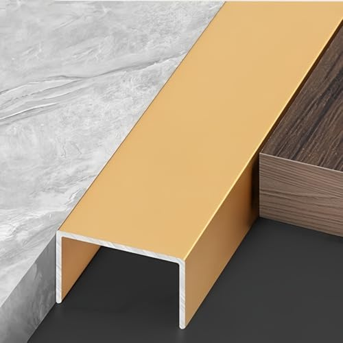Coayuou Kantenschutz U Profil Aluminium 100cm*3 Stück Bodenabschlussleiste Rostfrei & Zuschneidbar Abschlusskante Für Treppen, Böden & Wandverkleidungen(Gold,15mm)