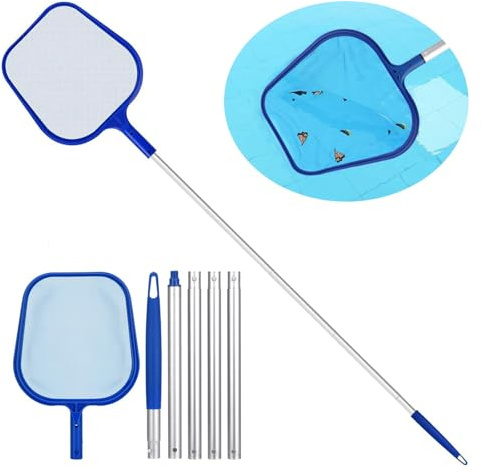 Generisch Pool Kescher, 160 cm Lang-Teichkescher Mit Teleskopstange, Feinmaschig - Für Teich Algen Pool, Algenkescher, Schwimmbad, Nylon-Netz