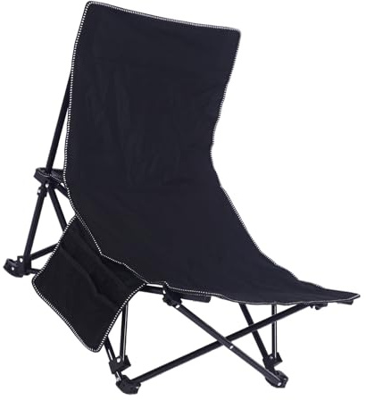 Strandstuhl, Multifunktionaler Klappbarer Strandstuhl mit Verstellbarer Rückenlehne, Tragbar für die Terrasse (Black)