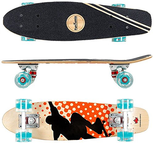 FunTomia® Mini Board monopatín Skateboard 57cm - 7 Capas de Arce Canadiense - con o sin LED Ruedas - Wheel 59mmx45mm (82A) - Rodamiento Mach1