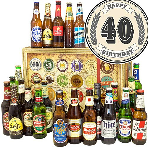 24x Weltbiere - Geschenk zum 40. Geburtstag - auch Weihnachtskalender | Bier-Adventskalender & Geschenk mit 24 internationalen Bieren, Bierbuch, Urkunden & Geschenkkarten – geschenkfertig