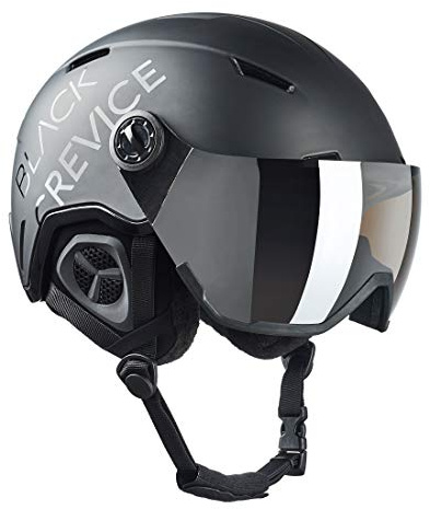 BLACK CREVICE Skihelm Vail I Skihelm mit Visier im Pilotenstyle I Skihelm Herren & Damen I Skihelm aus Polycarbonat I Atmungsaktiver Ski-Helm I Größenverstellbar