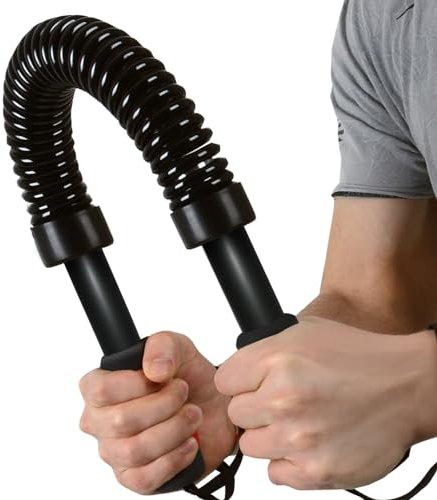 Physionics® Biegehantel - 40kg, Stahl, Schwarz, für Arm und Unterarm, Bizeps und Brust Krafttraining - Königsfeder, Power Twister, Armtrainer, Expander, Spannfeder, Widerstandsfeder
