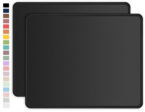 ITNRSIIET Due Tappetino per Mouse, 26x21cm, Base in Gomma Antiscivolo, Bordi cuciti resistenti, Compatibile con Mouse Ottici, Wireless e Laser, Design Moderno, Nero