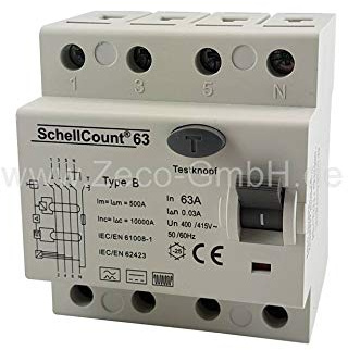 SchellCount63 Fehlerstromschutzschalter RCCB 63A 4-pol.Typ B Ladegerät Elektroauto Wallbox