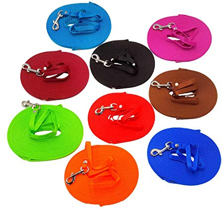 elropet Hundeleine Schleppleine Mini Feldleine Suchleine Ausbildungsleine Fährtenleine kleine Hunde (30m mit Handschlaufe, Rot)