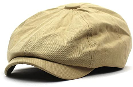 oonui Schiebermütze Herren Ballonmützen Aus Fester Baumwolle Für Herren, Flache Schirmmütze, Für Damen, Baskenmütze, Khaki, 55-60 cm