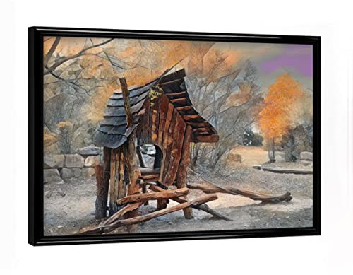 artboxONE Poster mit schwarzem Rahmen 18x13 cm Natur Das Holzhaus - Bild holzhaus Herbst herbstlaub